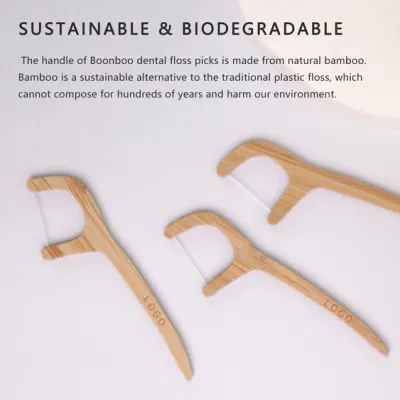 OEM Biodegradable Eco Friendly Bamboo Flosser Bamboo Dental Floss Pick