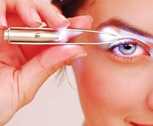 OEM Novelty Illuminated Led Eyebrow Tweezer With White Light