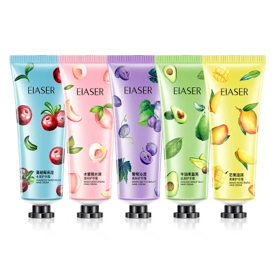 OEM Supplier 5 Fruit Flavor Nourishing Repairing Hand Lotion Custom Mango Cranberry Peach Avocado Grape Moisturize Mini Hand Cream Set