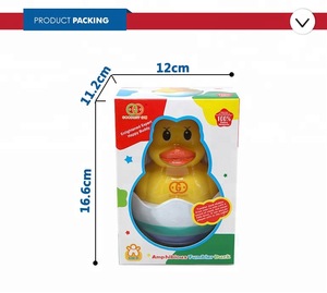Plastic yellow duck bath baby tumbler roly poly toy for wholesale