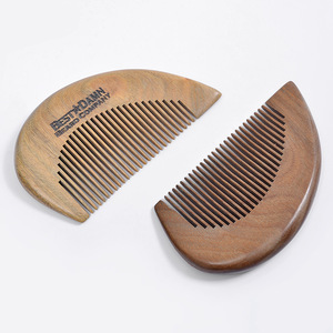 Pocket handmade double sided green wooden sandalwood hair beard comb