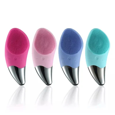 Silicone Ultrasonic Vibration Mini Facial Cleansing Brush Face Waterproof Skin Scrubber Cleaner Brush