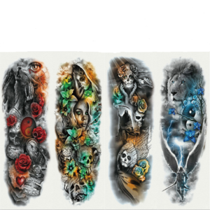 Skull Mask With Women Body Art Flash Waterproof Tattoo Stickers Big Temporary Tattoo Full Arm Sleeve Men