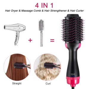 1000W Hair Dryer Hot Air Brush Styler and Volumizer Hair Straightener Curler Comb Roller One Step Electric Ion Blow Dryer Brush