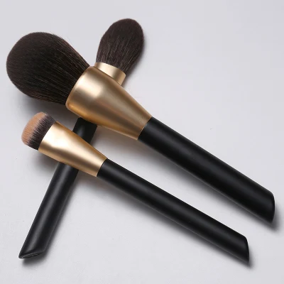 10PCS Black Color Handle Brown Hair Makeup Brushes Set Private Label Foundation Set