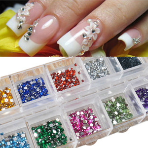 12 Colors 500Pcs 2mm Round Nails Rhinestones Wholesale Nail Jewelry Supplies Nail Art Designs for Cool Girl