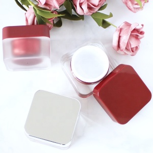 15g 30g 50g red acrylic cosmetic packaging cosmetic square cream jar container with lid