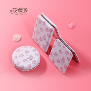 Compact Magnifying Travel Pocket Mirror Round Square Rectangle Shape Strawberry Pattern Mini Folding Makeup Mirror