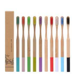 Custom Idea Dental Care Teeth Whitening Natural  Sustainable Round Handle Bamboo Toothbrush Cepillo De Dientes Bamboo