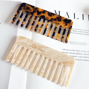 Custom logo handmade black pink white wide tooth plastic high quality cellulose acetate hair comb