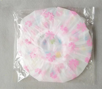 Disposable PE Shower Cap with Cherry Design