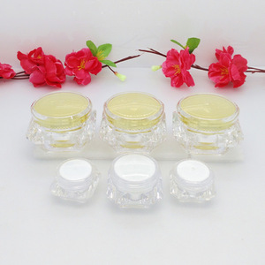 gold 5g 10g diamond shape acrylic cream jar ,plastic mini 5g and 10g Cosmetic Jar , 5g 10g Cosmetic Packaging wholesale