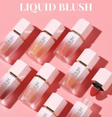 Hot Style Moisturizing Liquid Blush Milk Lip Cheek Dual-Use Sponge Head Rouge Blush Makeup Liquid Blusher Cream Blush