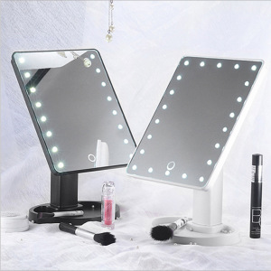 LED Touch Screen Makeup Mirror Lighted Beauty Vanity Mirror with 16/22 LED Lights Adjustable Countertop Mirror