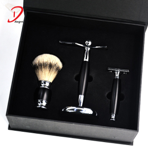 Luxury customized shave kit men shaving brush gifts set professional shaving brush kit