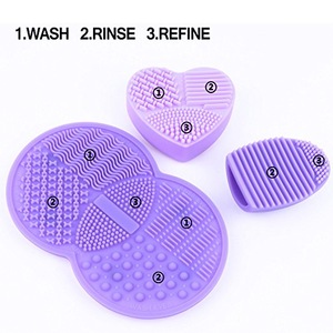 Makeup Brush Cleaner Set of 3 Mini Cosmetic Brush Cleaner Silicone Mat Portable Washing Tools