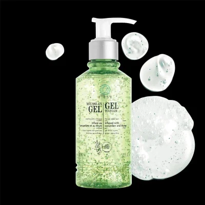 Manufacturer Cucumber Scent with Gentle Cleansing Exfoliating Whitening Green Gel Cleanser Foam for Face