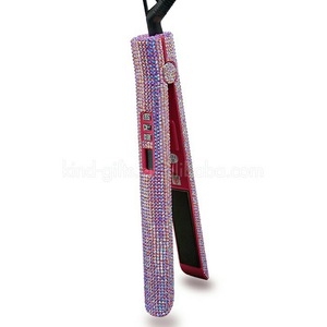 Minimum MOQ flat iron diamond inlaid hair straightener most popular wholesale flat irons