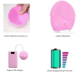 Professional Waterproof Electric Facial Brush Exfoliating Brush Skin Care Silicone Facial Cleansing Brush