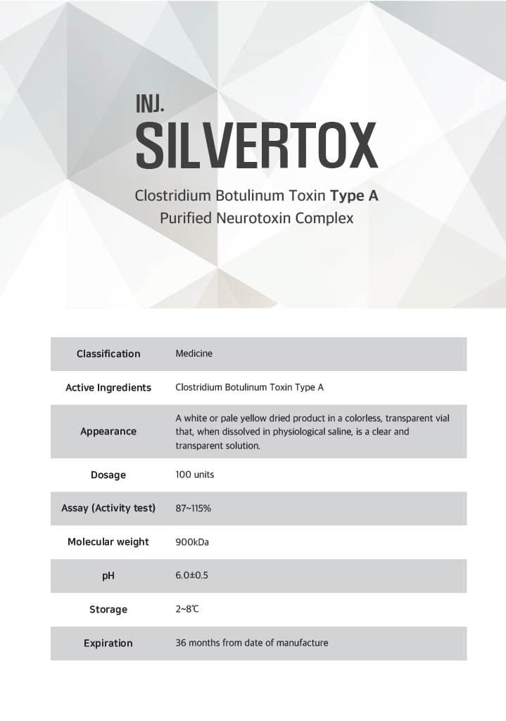 SILVERTOX INJ 100U [Botulinum Toxin] Clostridium botulinum toxin type A 100iu