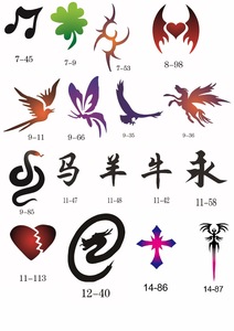Various customized shaped accepted body art tattoos stencil
