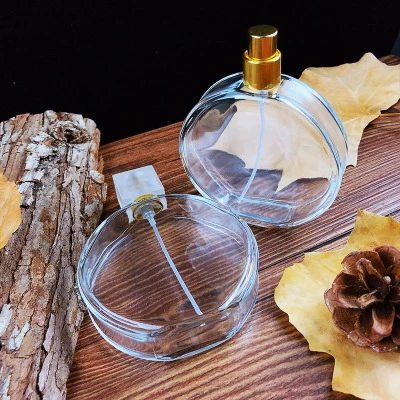 Vintage Glass Flat Perfume Bottles with Pump for Perfume Packaging
