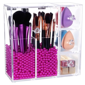 wholesale large brush holder 5 drawers clear cube cosmetic acrylic makeup organizer