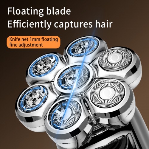 Factory Customized 7 Blades USB Rechargeable Electric Shaver Waterproof Bald Shaver for Face and Body Electric Bald Shaver Men