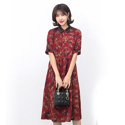 FUKESI2020 Summer women's dress Lady dress Mother dress imitation fragrant cloud silk imitation silk silk dress