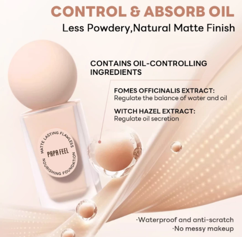 PAPA FEEL Longwear Liquid Matte Foundation 30ml | Longwear | Lightweight | Soft Matte | SPF | Waterproof