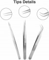 Professional Eyelash Extension Tweezers Set Pack of 3 Lash Tweezers Stainless Steel Isolation & Classic Volume Lashes Tweezers