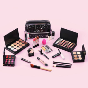 24PCS/Set Make Up Sets Cosmetics Kit Eyeshadow Lipstick Eyebrow Pencil Lip Gloss Makeup Brush Powder Puff with Makeup Bag Kit