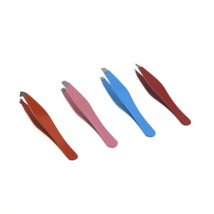 2.5 inch colorful stainless steel eyebrow tweezers 4 pieces set