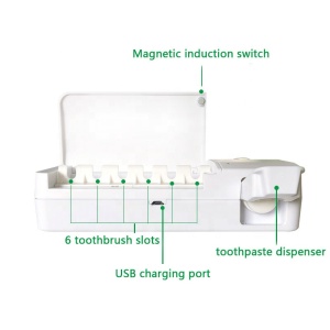 Automatic electric compression battery operated wall mount holder auto squeezing toothpaste dispenser toothbrush sterilizer