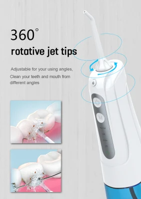 Blue Rechargeable Cordless Oral Irrigator 300ml with Powerful Jet