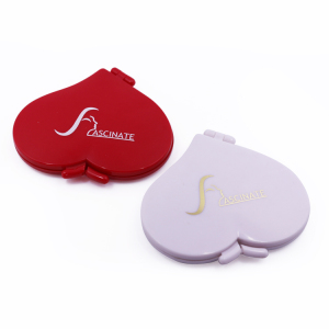 Bulk sale heart shape compact mirror plastic mini pocket mirror with private logo