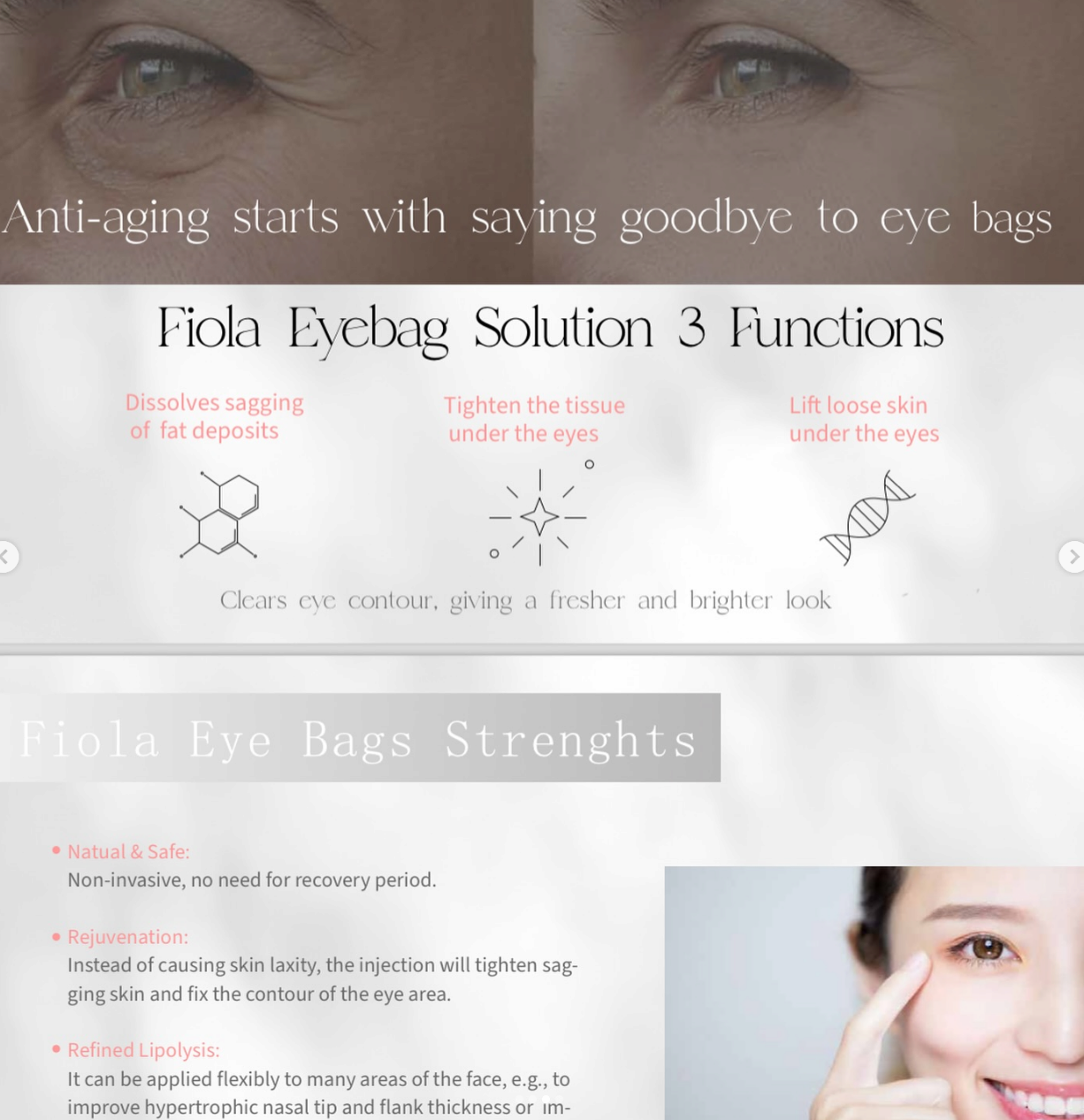Fiola Eye Bags Solution, Rejuvenation,Refined Lipolysis Skin Booster