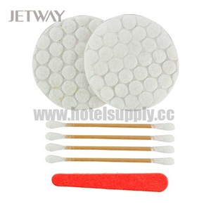 Hotel vanity kit  nail  file, cotton ball, swab, cosmetic cotton pad