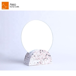 New Arrival Fashion Item Desktop Folding Removable Granite Terrazzo Makeup Mirror