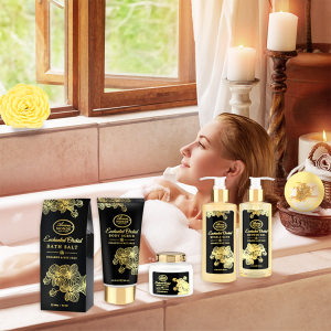 OEM cheap Phalaenopsis Golden spa bath and body gift set