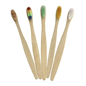 Organic Bamboo Charcoal Toothbrush Pack 4pcs Set Charcoal Pastel with Travel Case