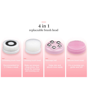 Rechargeable Face Brush Skin Cleansing Waterproof 360 Rotating 4 brush heads Electric Facial Cleansing Brush