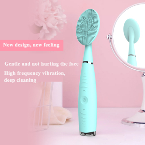 Topacme Handheld Sonic Facial Cleansing Brush IPX7 Waterproof Silicone Facial Brush