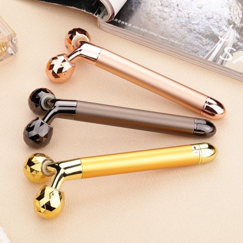 24k Gold Color Electric Lifting Import Beauty Instrument 3D Roller V Face Facial Massage Stick