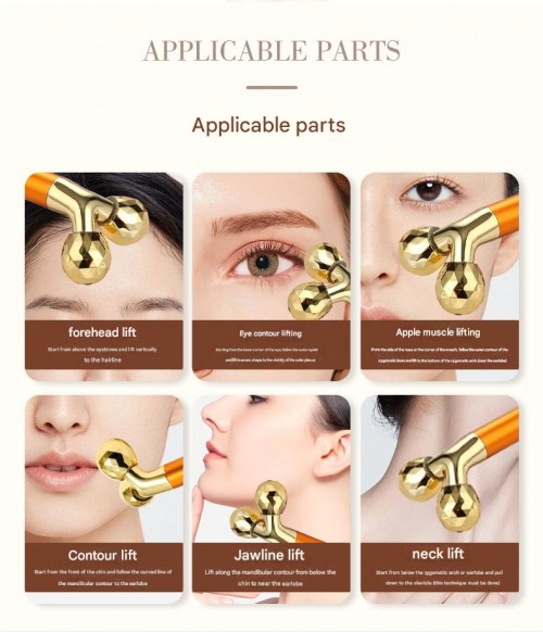 24k Gold Color Electric Lifting Import Beauty Instrument 3D Roller V Face Facial Massage Stick