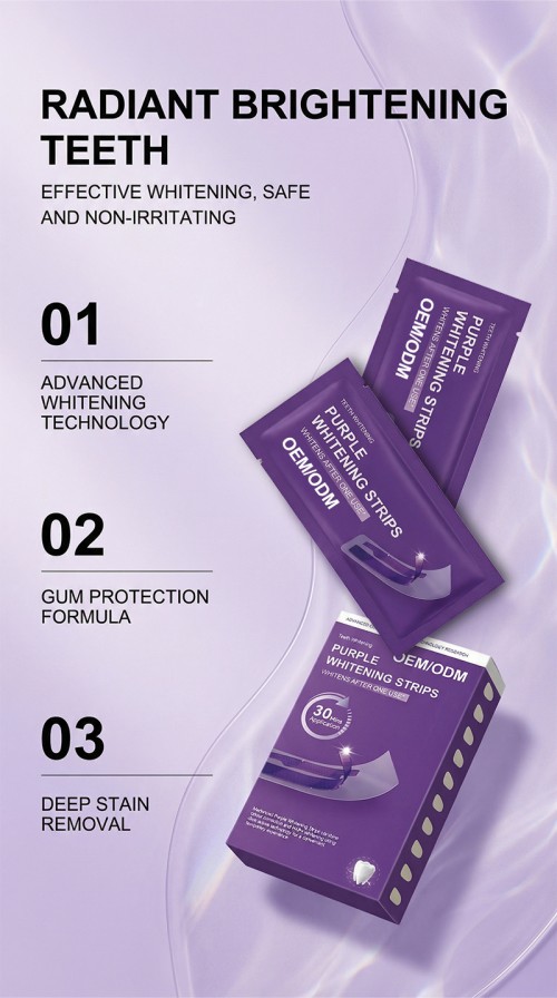 OEM/ODM Purple Whitening Strips Manufacturer | Private Label V34 Teeth Whitening Strips