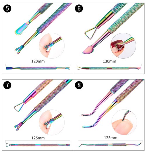 Rainbow Cuticle Pusher Nail Art Files UV Gel Polish Remover