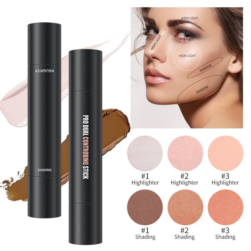 Cross-border Makeup Double Head concealer Three-dimensional Repair and Brighten the Face Highlight concealer Pen Color Repair Stick customized by ODM processing manufacturers