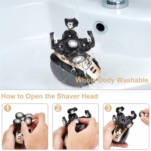 5 in 1 Men Electric Shaver USB 5 Floating Heads Beard Razors Hair Clipper Hair Trimmer for Razor Nose Ear Facial Cleaning Brush