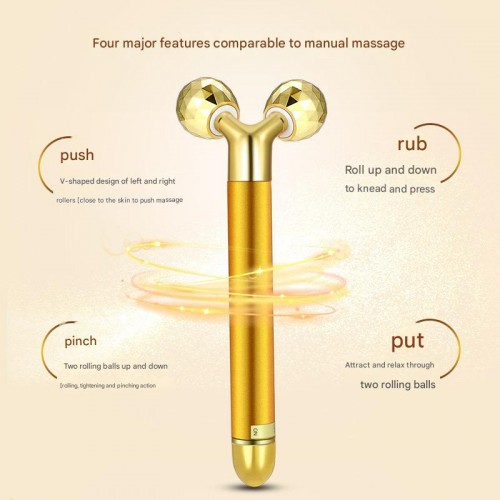 24k Gold Color Electric Lifting Import Beauty Instrument 3D Roller V Face Facial Massage Stick